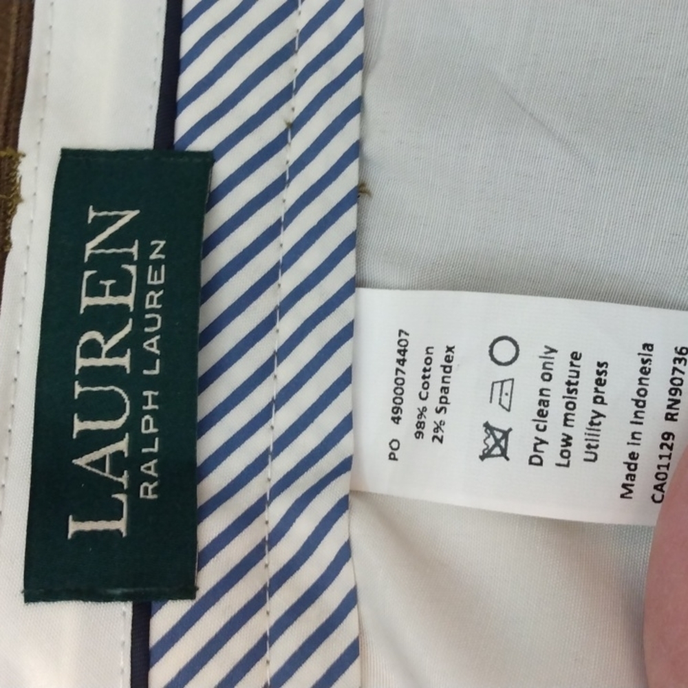 NWOT Lauren Ralph Lauren Brown Corduroy Pants 38 - 32 - Picture 8 of 9